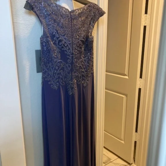 Camille la Vie Navy Sequin Mother of The Bride Dress Size 6 - Picture 5 of 5